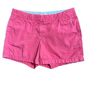 J.Crew Women's Chino Shorts Size 8 Coral Pink Broken-In 100% Cotton Summer Style